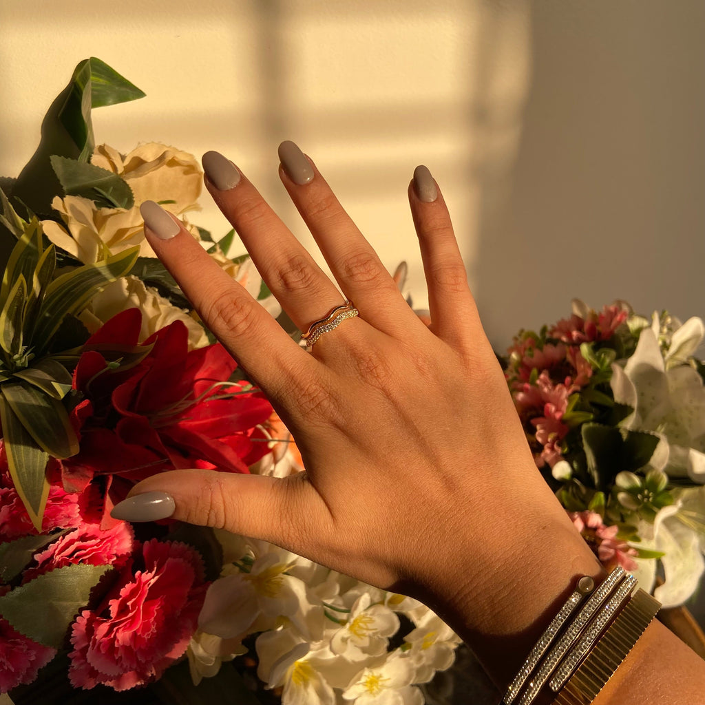 Zigzag Studded Ring - For Women