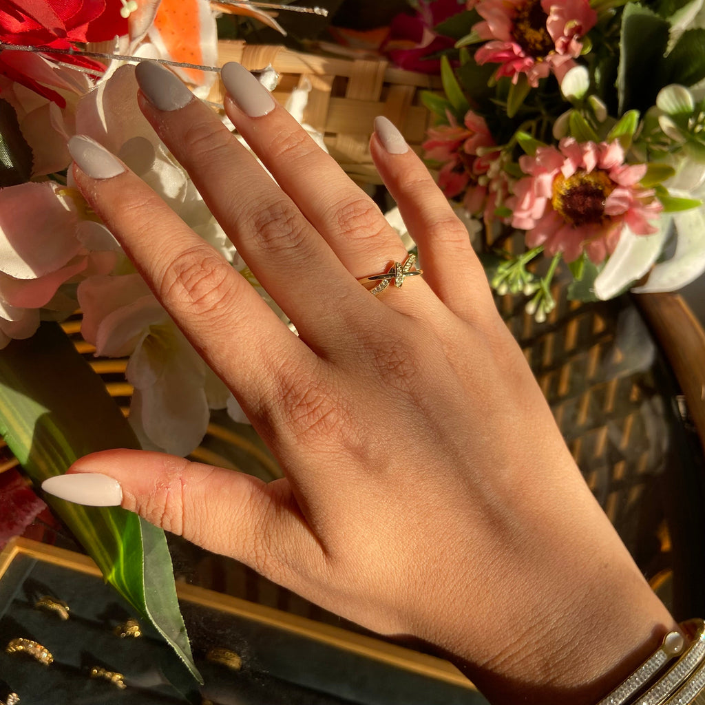 Twisted Studded Ring - For Women