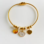 Studded Heart Charm Bracelet - For Women
