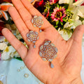 Dual Tone Pendant With Earrings - For Women