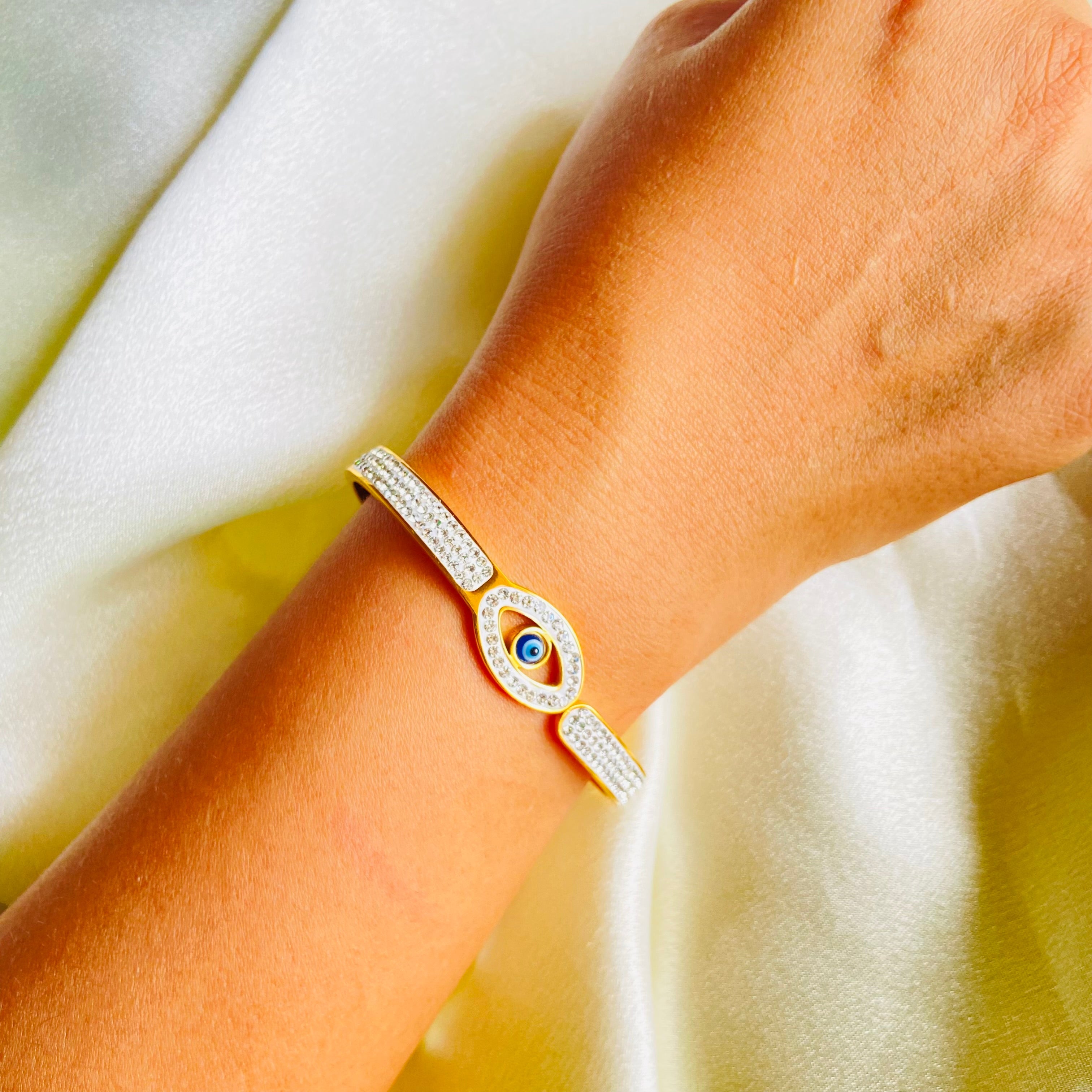 Evil Eye Studded Cuff - For Women