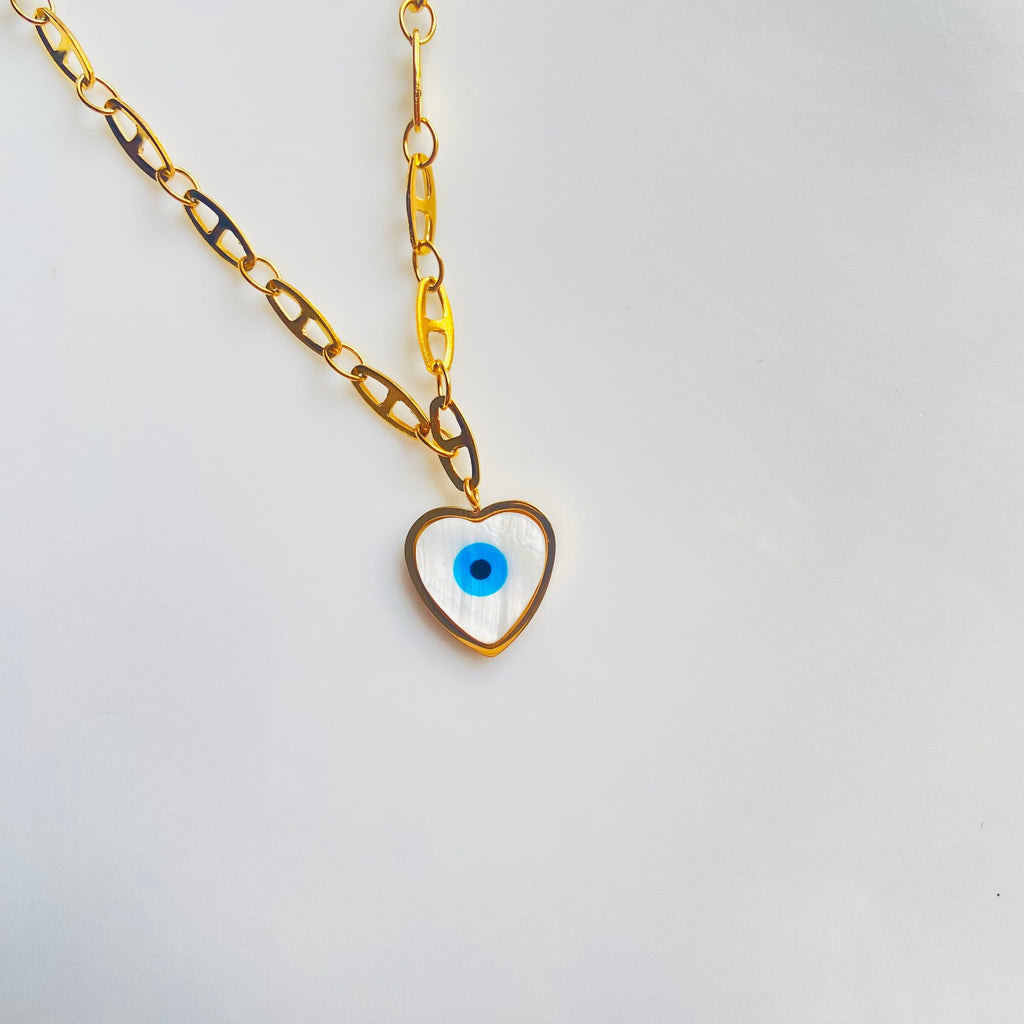 Evil Eye Heart Necklace - For Women