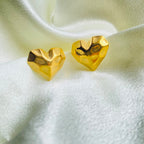 Mini Heart Hammered Earring (Stainless Steel)