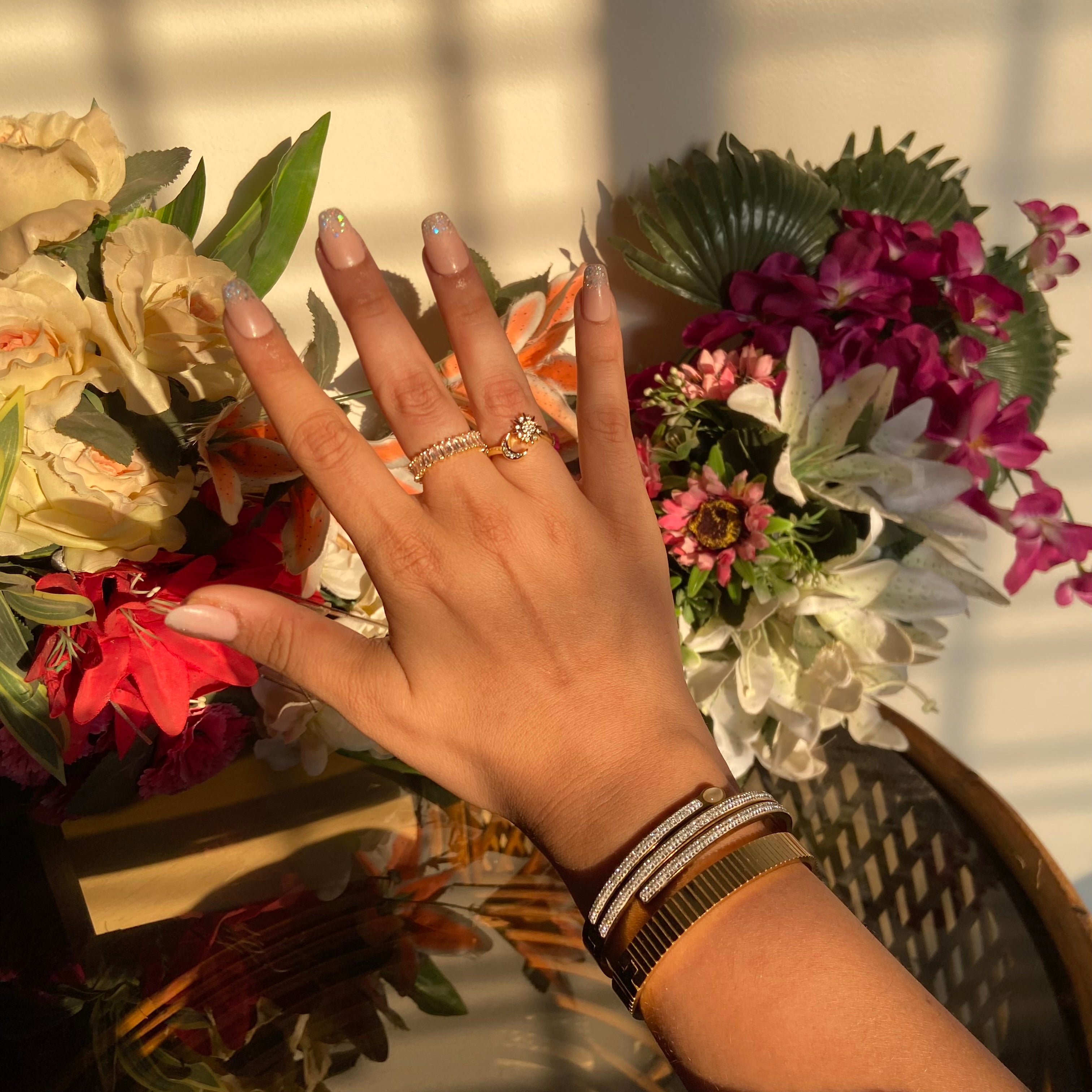 Eliza Studded Rings [Pack of 2] - For Women