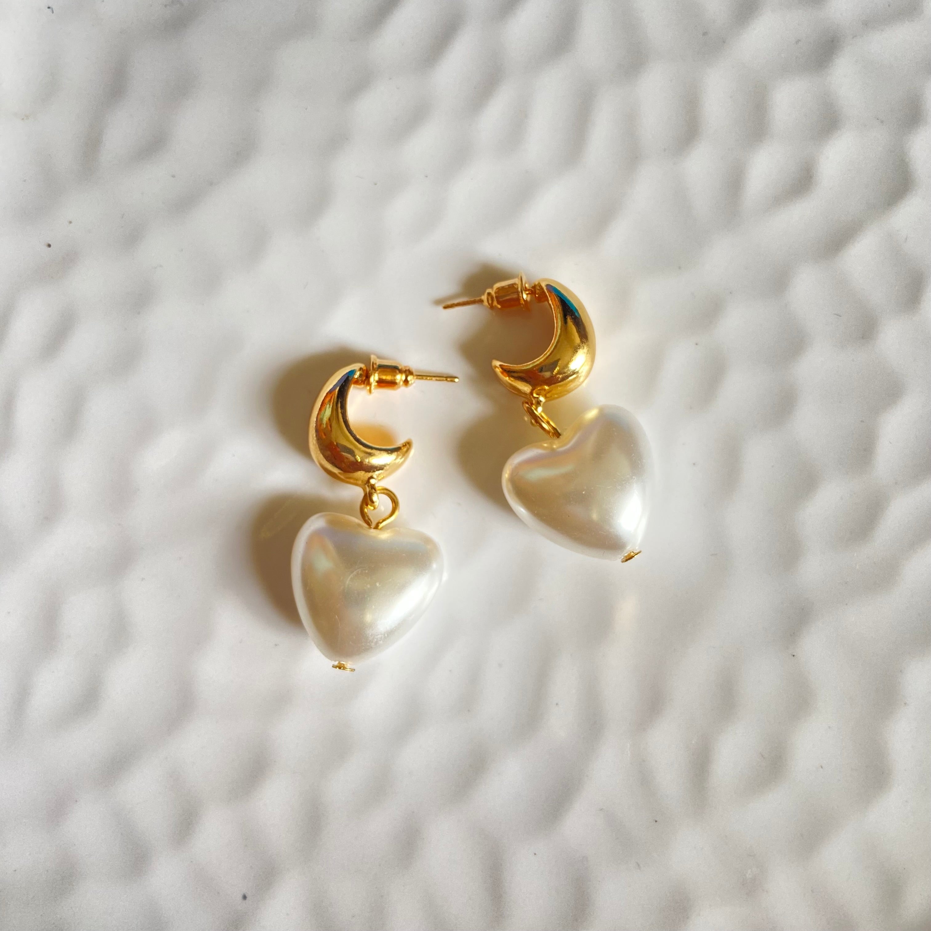 Pearl Heart Earrings (Stainless Steel)